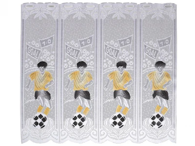 Curtain fabrics panel Football, jacquard in black-yellow, length - 0,60 m.