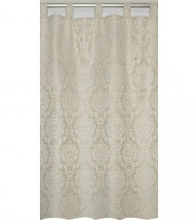 Deco loop curtain Jacoba, woven in beige/silver pattern, 1,40 m wide and 2,45 m high