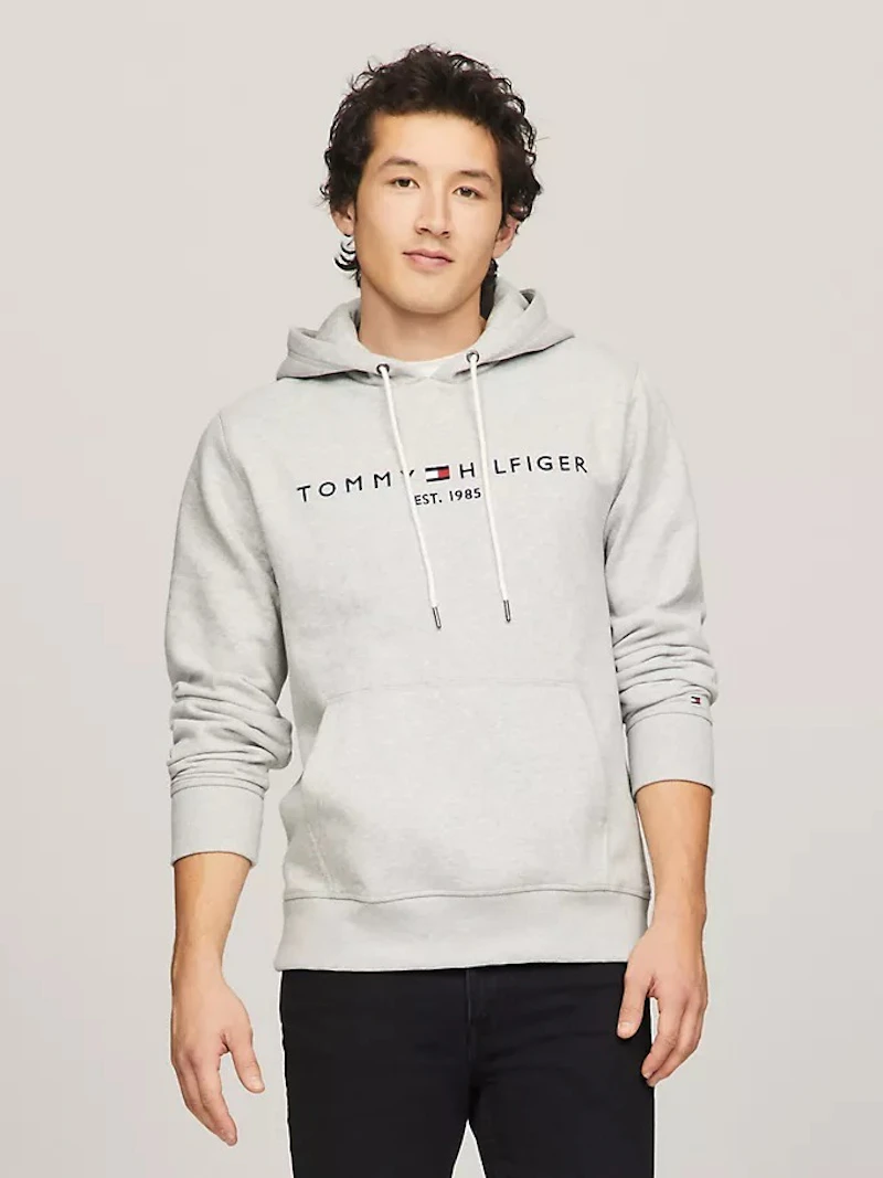 TOMMY HILFIGER - SWEAT À CAPUCHE GRIS LOGO BRODÉ