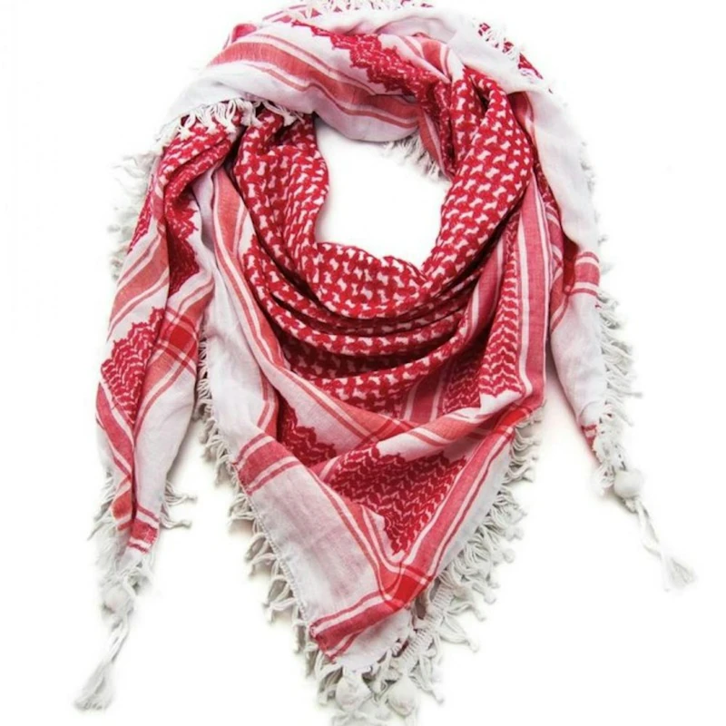 Keffiyeh Scarf Palestinian Shemagh Original Arab Kufiya White New Red