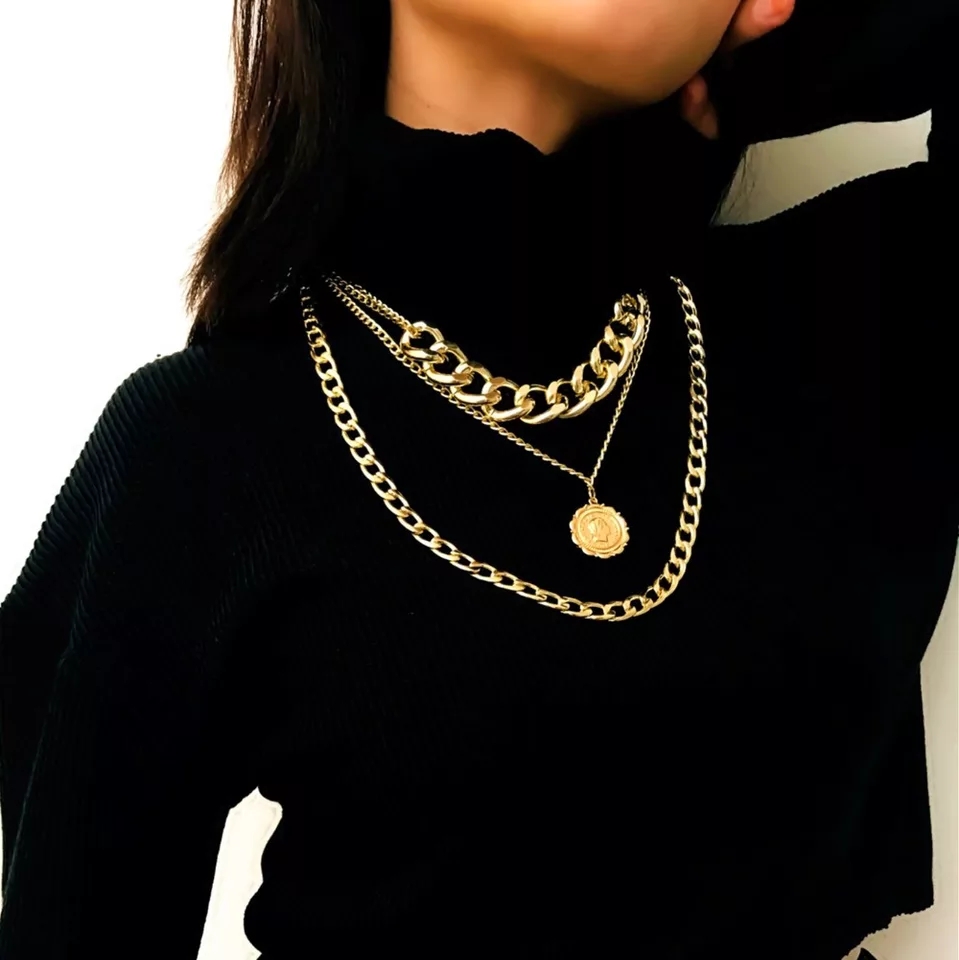 chunky chain layered necklace