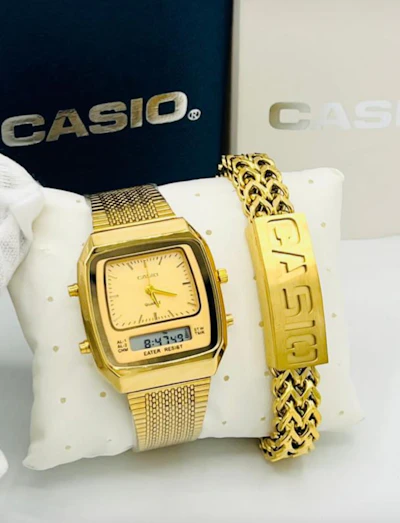 Casio Gold Watch and Bracelet 