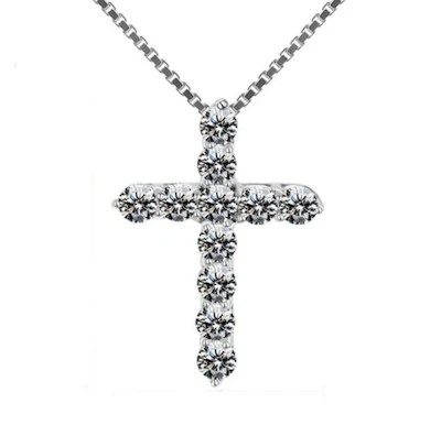 925 sterling silver bling cross necklace 