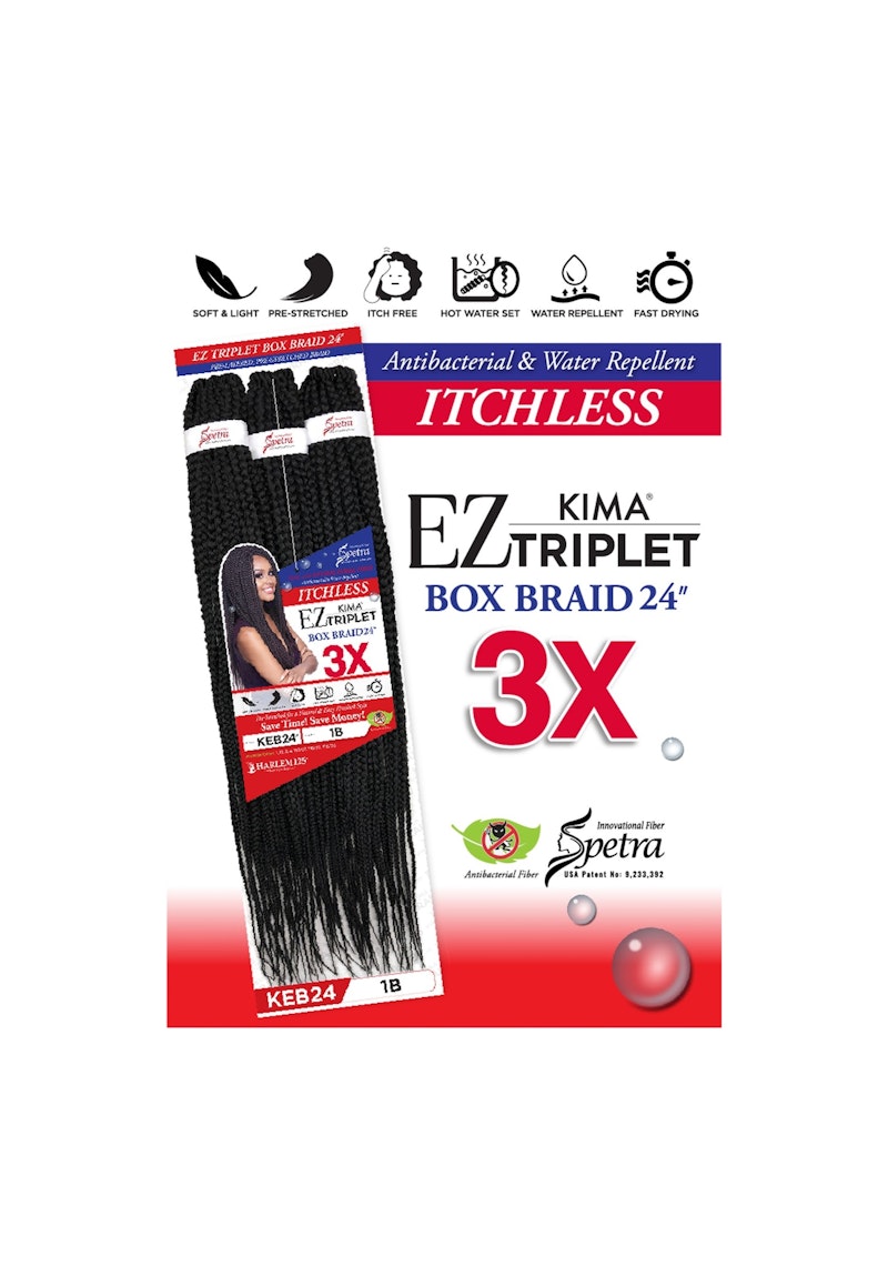 Ez Triplet Box Braid KEB24" pre-stretched crochet 