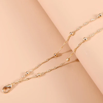Ripple Bead Chain Double Layer Bracelet