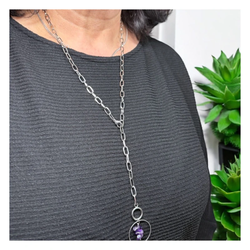 Y-Kette "Ylena" mit Amethyst