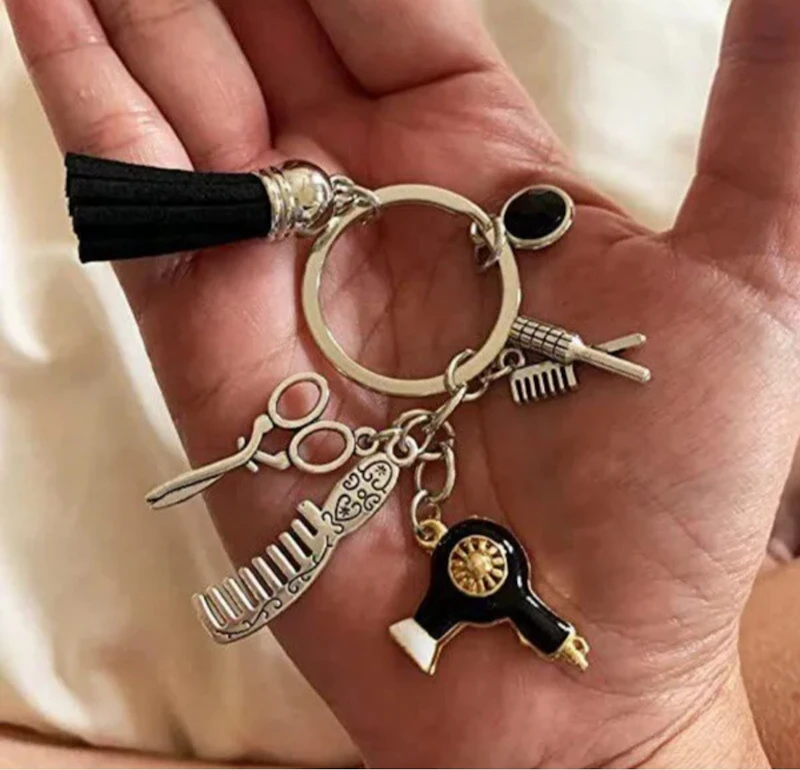 Hair styling Hair cutting salon charm keychain