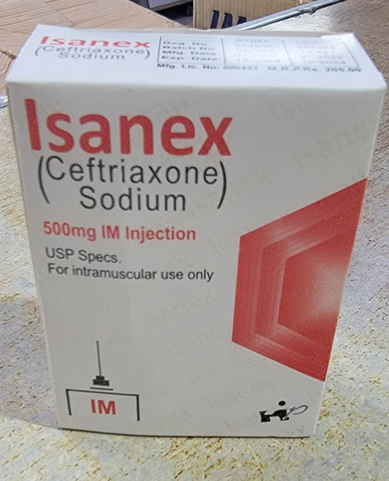 Isanex 500mg inj (Ceftriaxone)