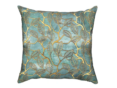 Cushion cover - Gold leaves, printed, 43x43 cm., 100% cotton, with zipper.