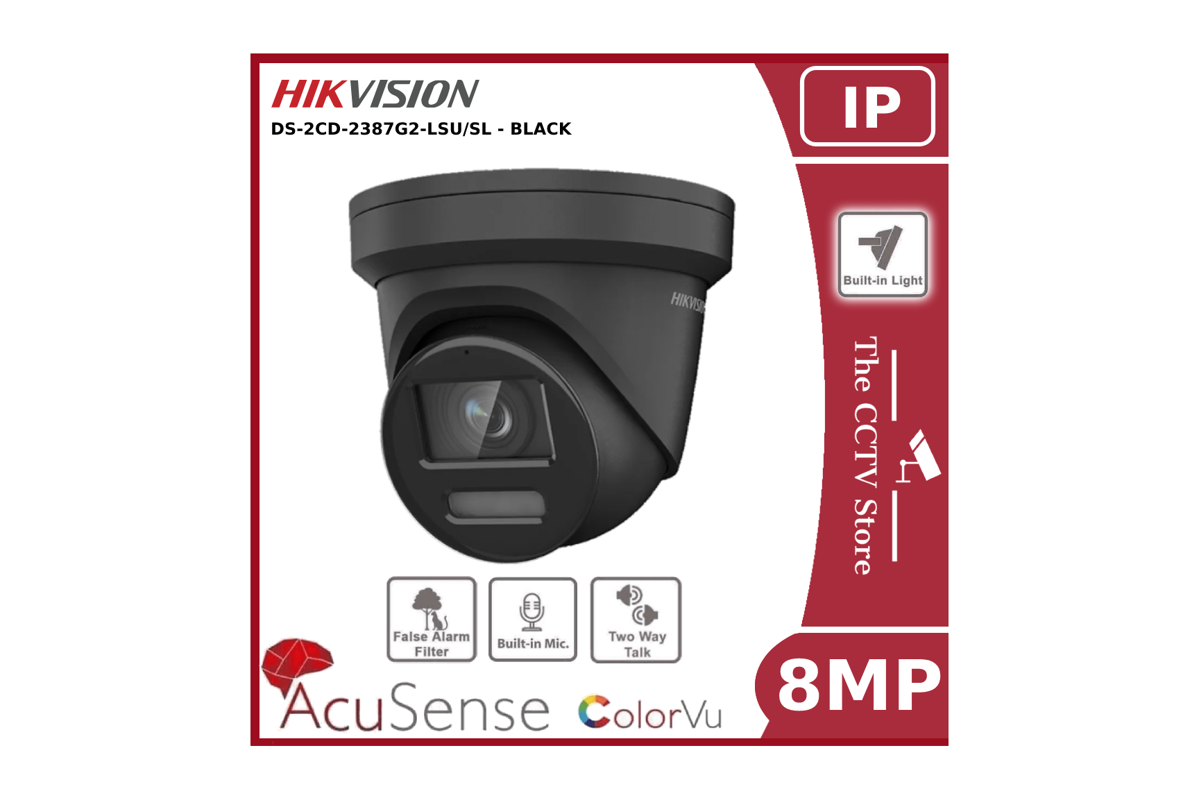 Hikvision Hikvision DS-2CD2387G2-LSU/SL 4K 8MP ColorVu IP CCTV Camera PoE 2 Way Talk 