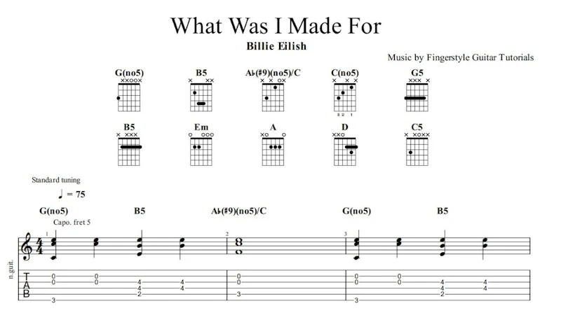 What Was I Made For - Billie Eilish  - TABS & Sheet Music