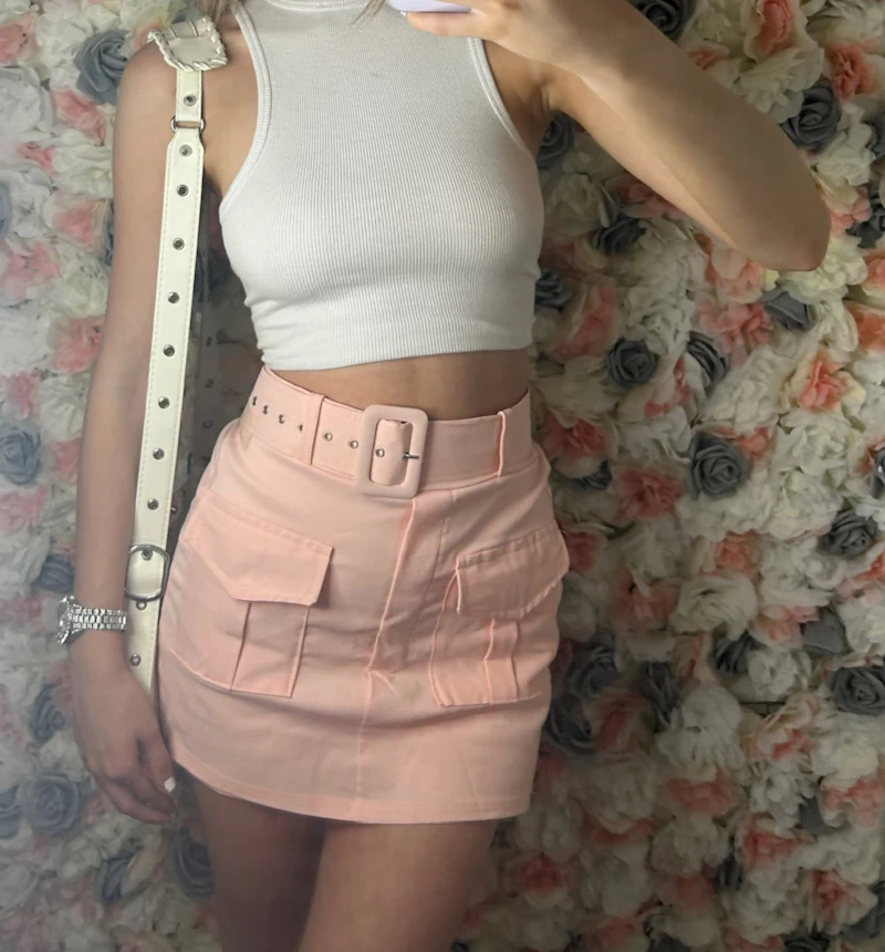 Cargo belted skort with pockets 