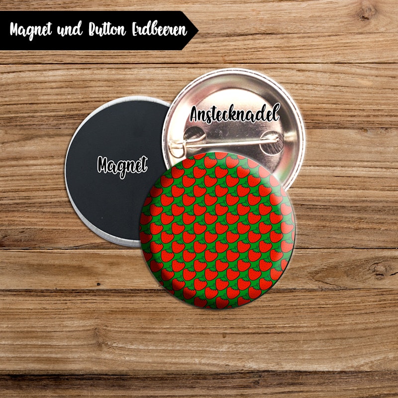 Magnet Oder Button Motiv Erdbeeren