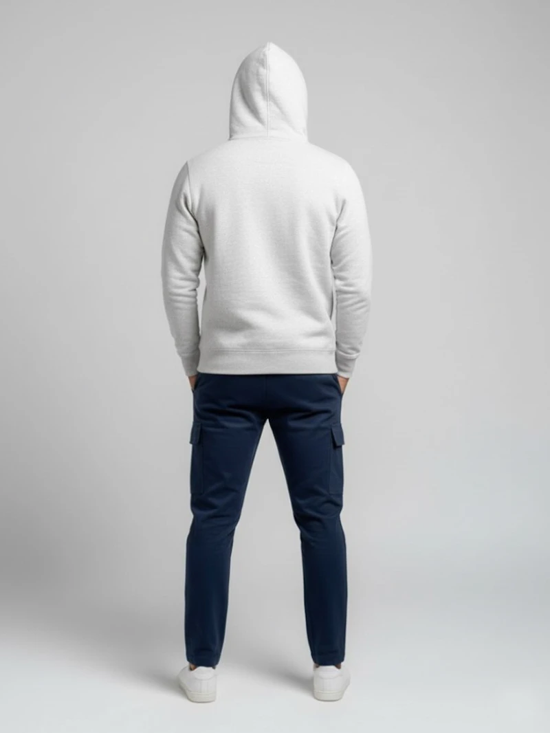 CHAMPION - SWEAT À CAPUCHE BEIGE CHINÉ AVEC LOGO 