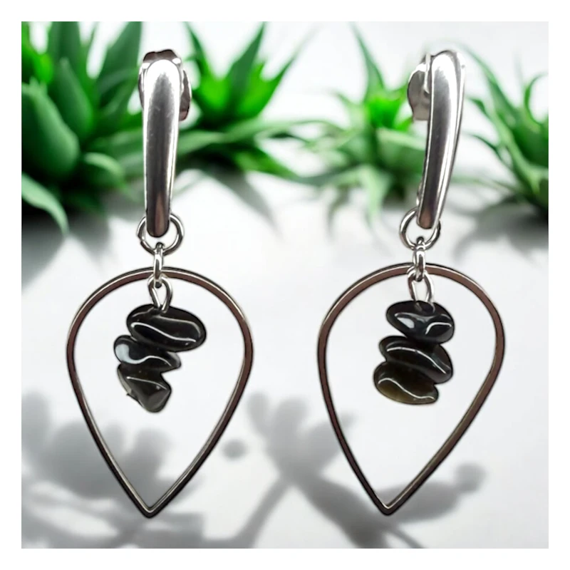 Ohrringe "Liara" mit Obsidian