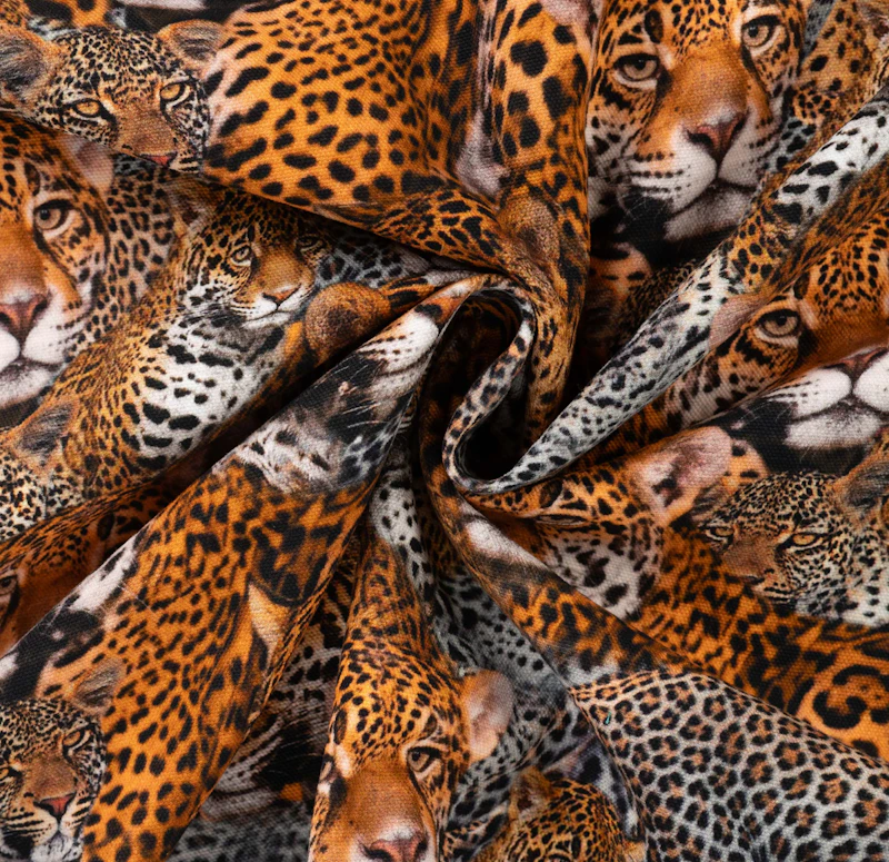 Half Panama digital print Leopard black orange