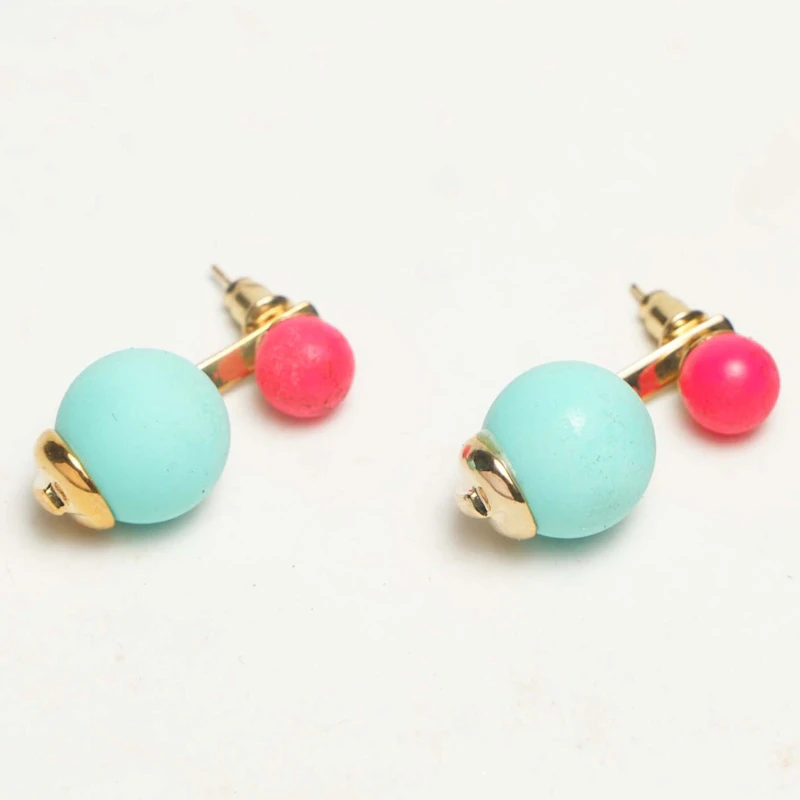 Duo Tone Funky Ball Earrings 
