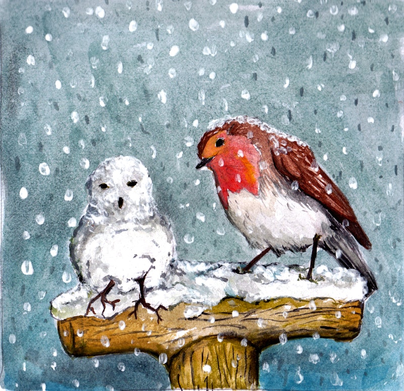 Snow Robin Christmas card
