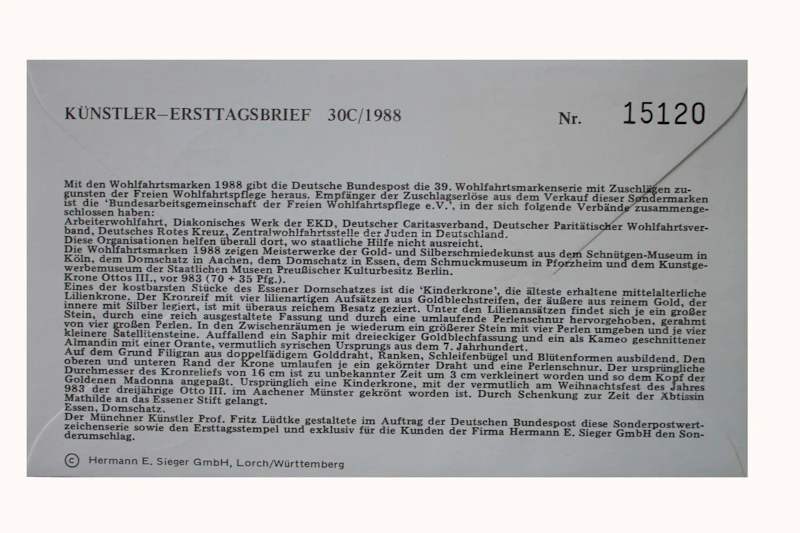 Robbert´s Briefmarken FDC Bund Wohlfahrt 1988 MiNr. 1383-86