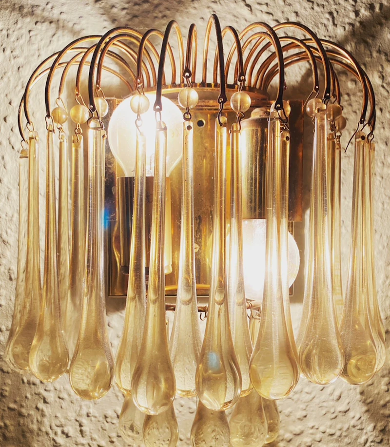 Palwa Teardrop/Waterdrop Wandlampe mit Kristalltropfen