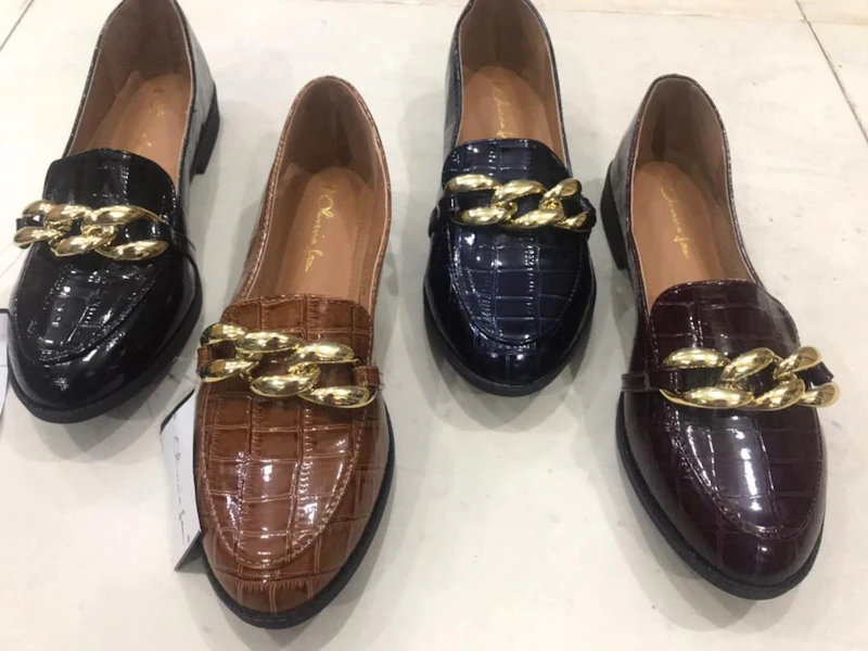 Gold chain office cover Shoe- Black, Gold, Wine - Size: 37-43