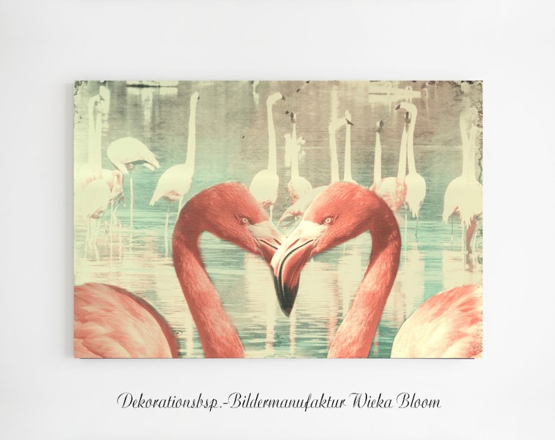 Flamingoliebe Vögel Wanddeko Landhausstil Shabby Chic Vintage Style