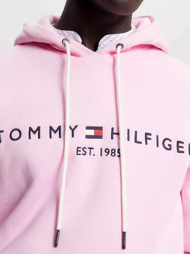 TOMMY HILFIGER - SWEAT À CAPUCHE ROSE LOGO BRODÉ