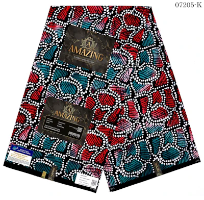 Red and mint green bead style Ankara