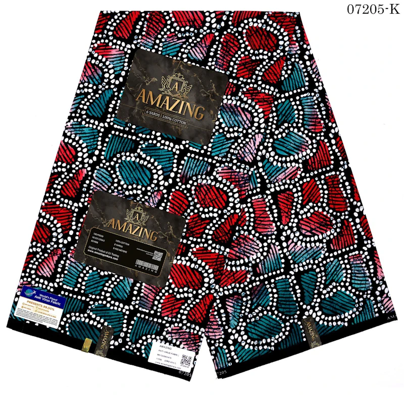 Red and mint green bead style Ankara