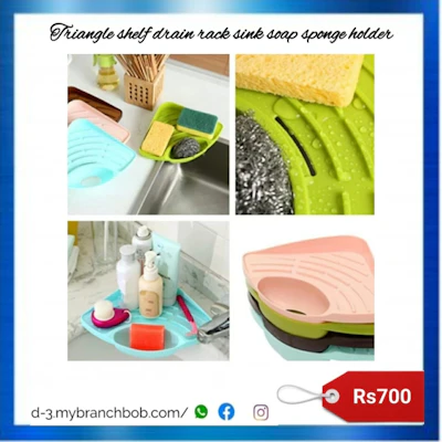 Triangle shelf drain rack sink soap sponge holder