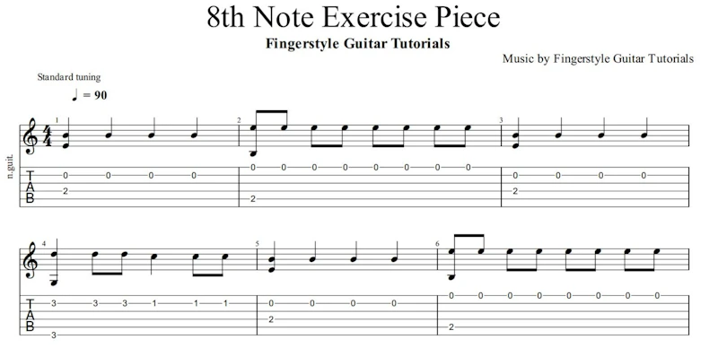 8th Note Exercise Piece | TABS & Sheet Music
