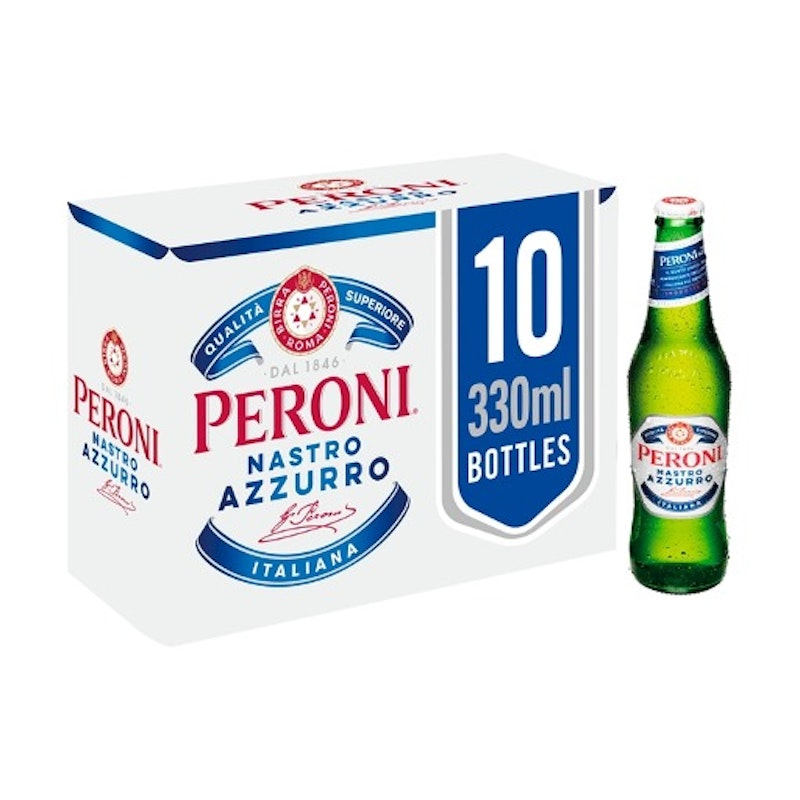 Peroni Nastro Azzurro Lager Beer Bottles 10 x 330ml