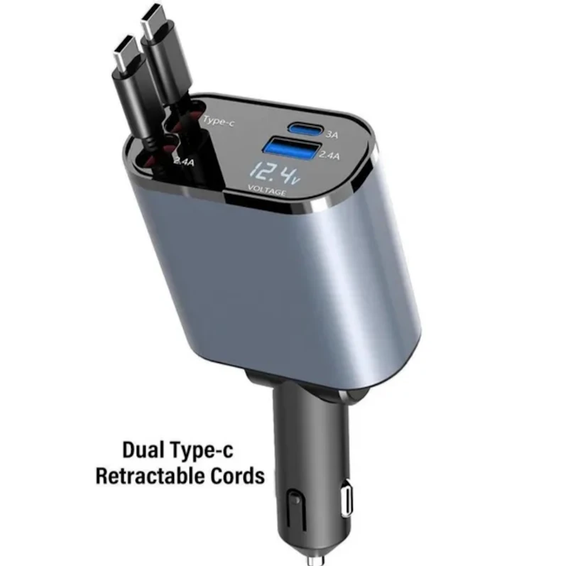 Retractable phone charger car adapter