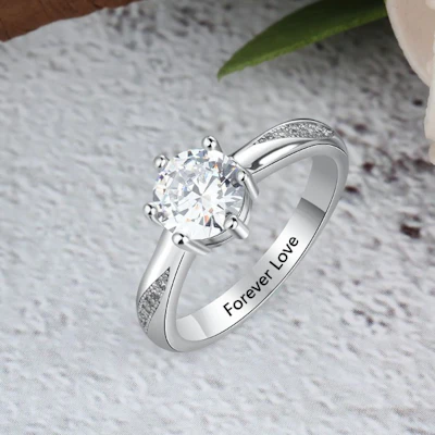 Personalized Engraved CZ Promise Ring