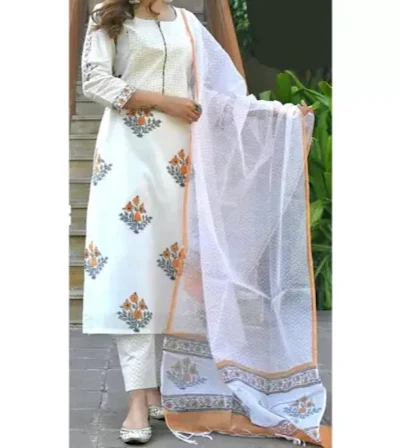 Block Print Three Piece For Women