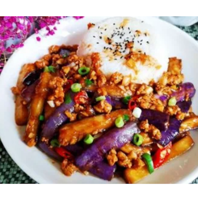 Spicy Eggplants with Minced Pork and chicken with rice (Youngtime)