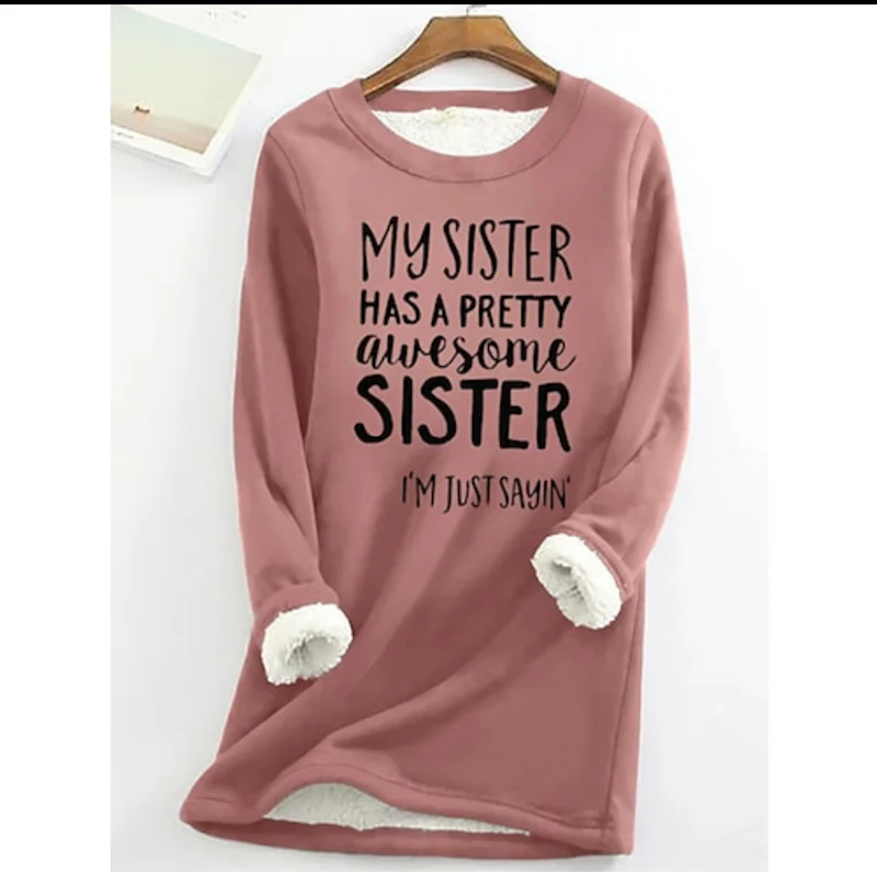 Sweatshirt pullover fleece fuzzy round neck sweater 