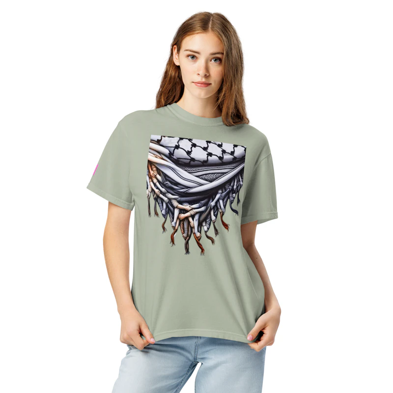 Unisex garment-dyed heavyweight Palestinian iconic keffiyeh t-shirt