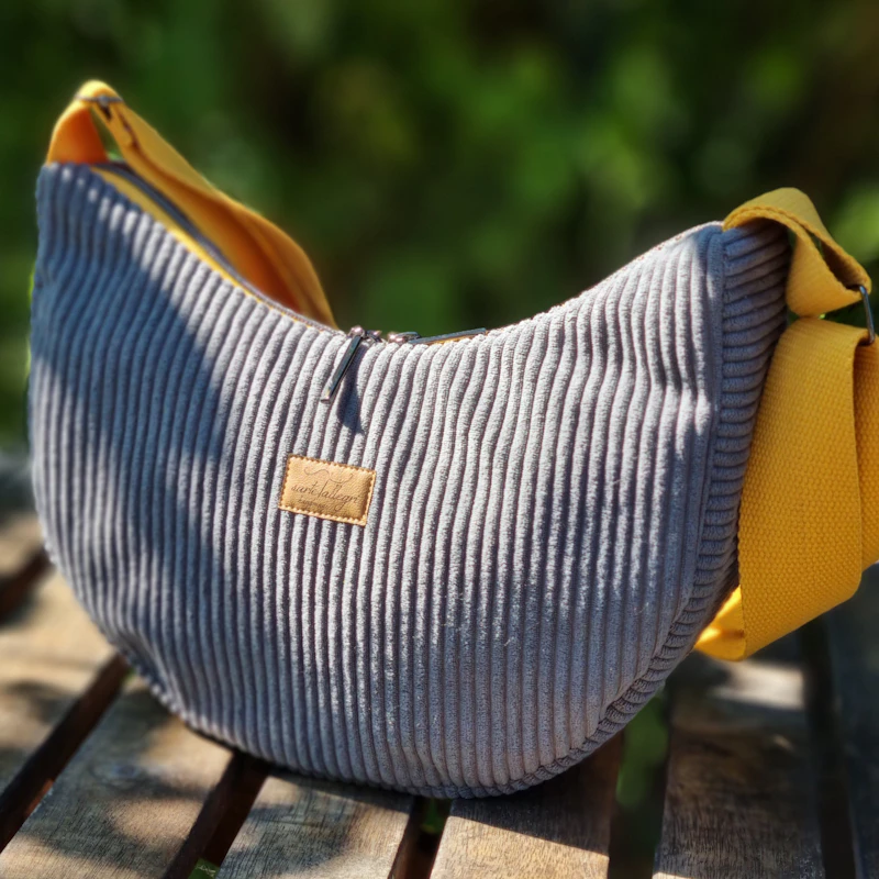 Bananentasche Cord, Größe S, grau