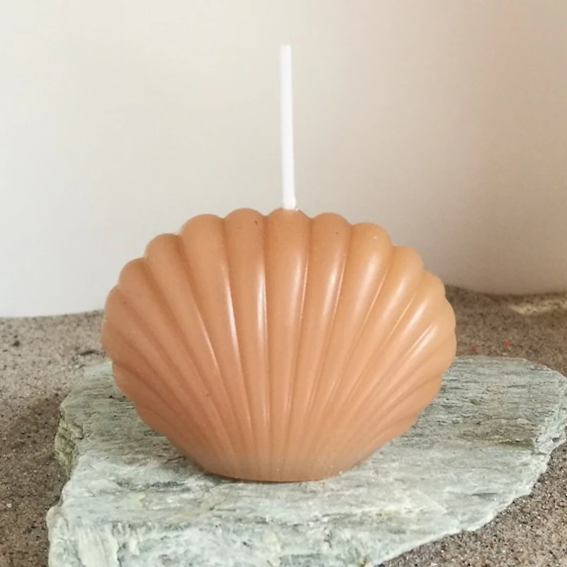 Kerze Muschel-Design, ocker