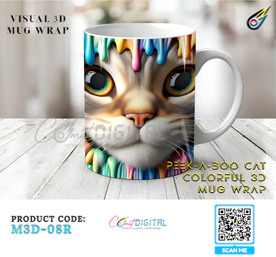 Peek-A-Boo Colourful Cat 3D Mug Wrap