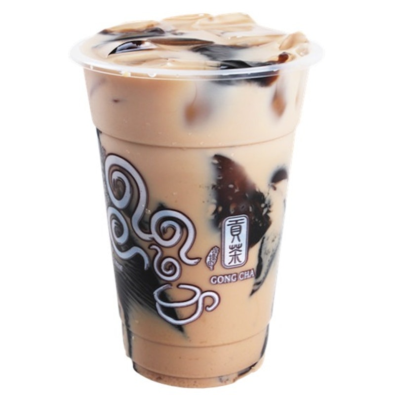 Grass jelly milk tea (Gong Cha)