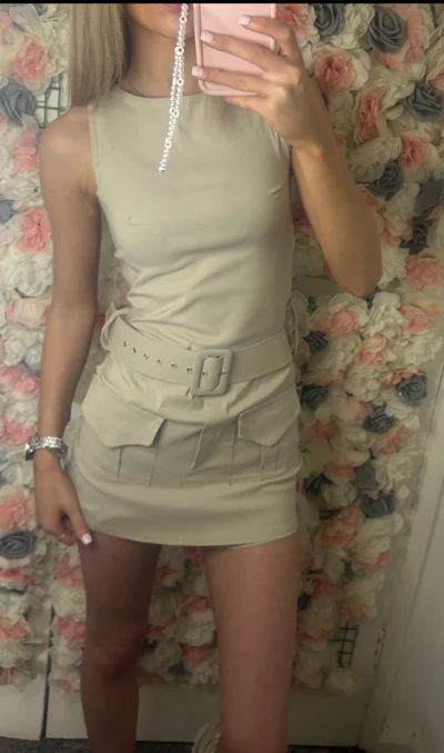 Belted cargo pocket skort playsuit 