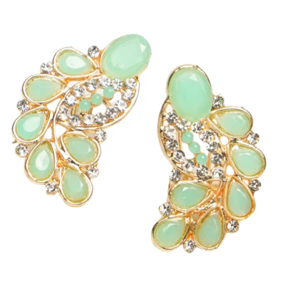 Mint Green Crystal Fan Earrings
