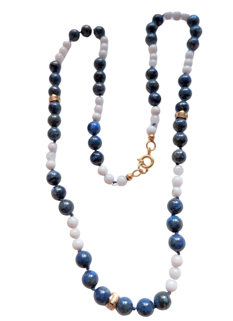 UNIKAT / Edelsteinkette Lapislazuli / Chalcedon