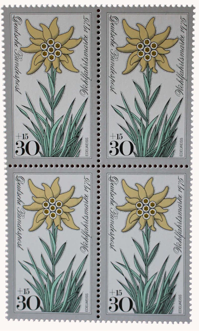 Robbert´s Briefmarken Deutschland MiNr. 867-70, Wohlfahrt : Alpenblumen, V-Block, postfrisch