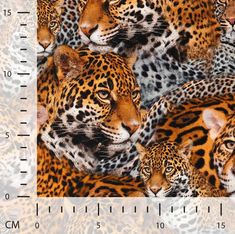 Half Panama digital print Leopard black orange