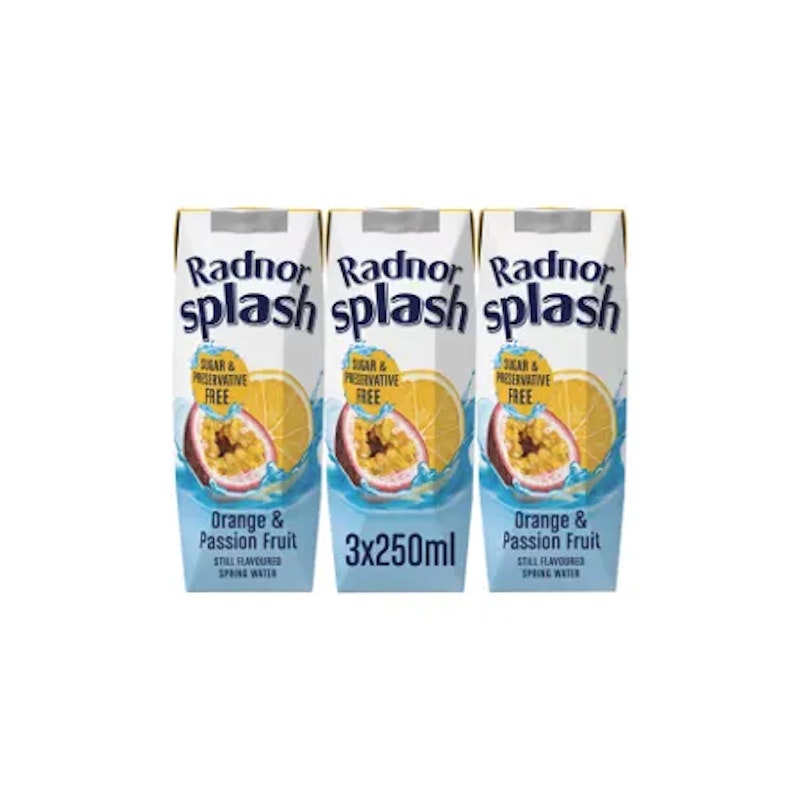 Radnor Splash Orange & Passion Fruit Still Spring Water Cartons 3x250