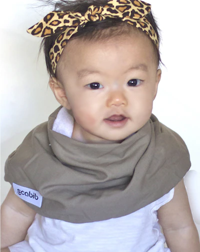 SCABIB Baby/Toddler Scarf/Bib Burp Cloth - Taupe