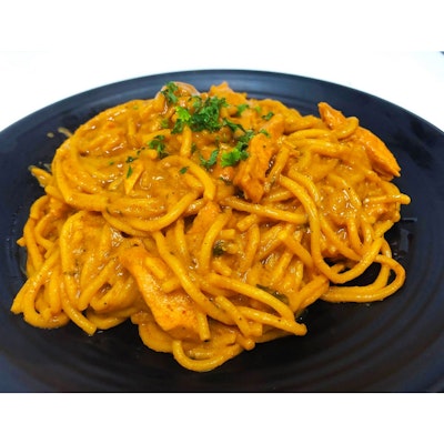 Spicy Butter Chicken Spaghetti  ( Cravings )